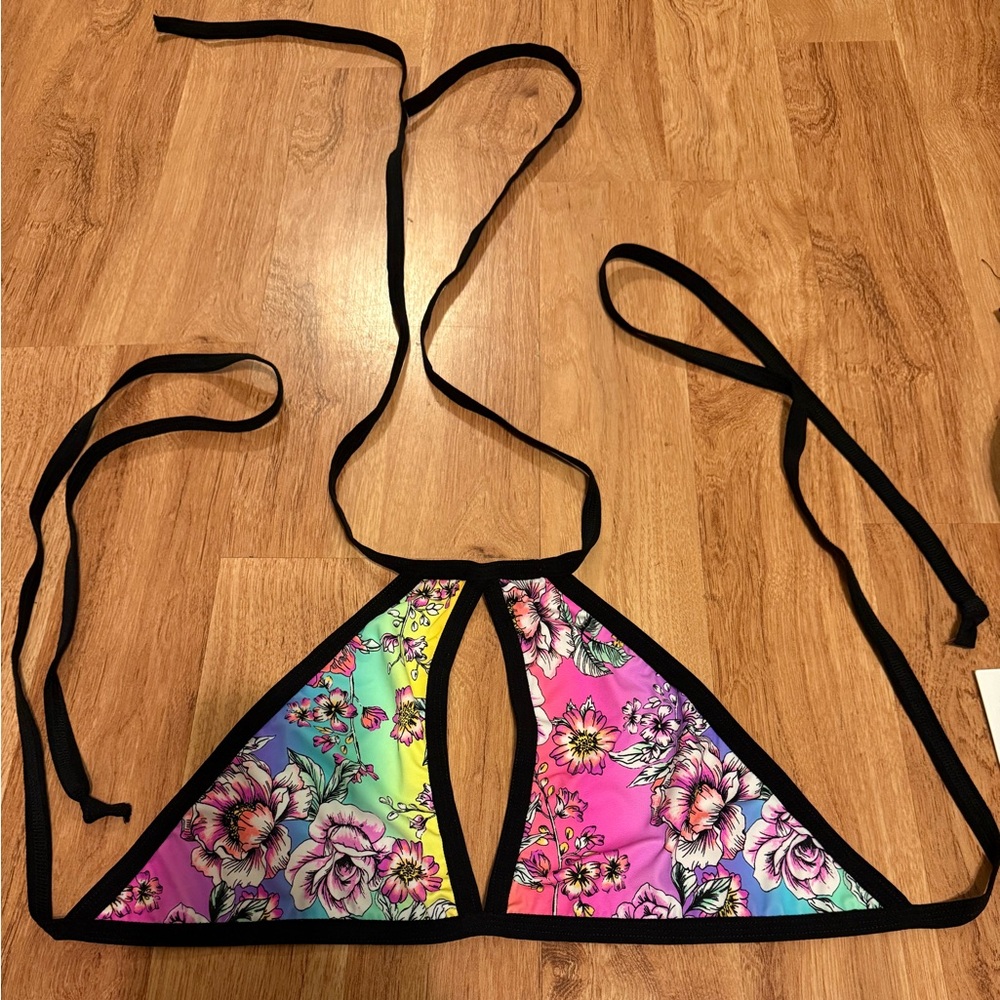 TheLYTECouture Rainbow Flower Keyhole Halter Top